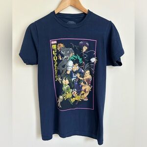 MY HERO ACADEMIA - Funimation -Anime Characters Men’s Navy Graphic Tee - Sz S